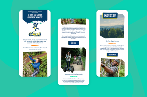 Go Ape mobile mockups